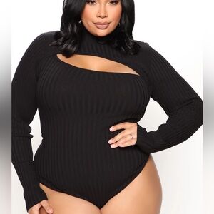 Fashion Nova Black Cutout Ribbed Bodysuit